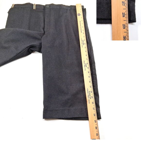 GARY GRAHAM Gray Merino Wool Fold Over Waist Leather Trim Avant Garde Pants 6 - Picture 15 of 16
